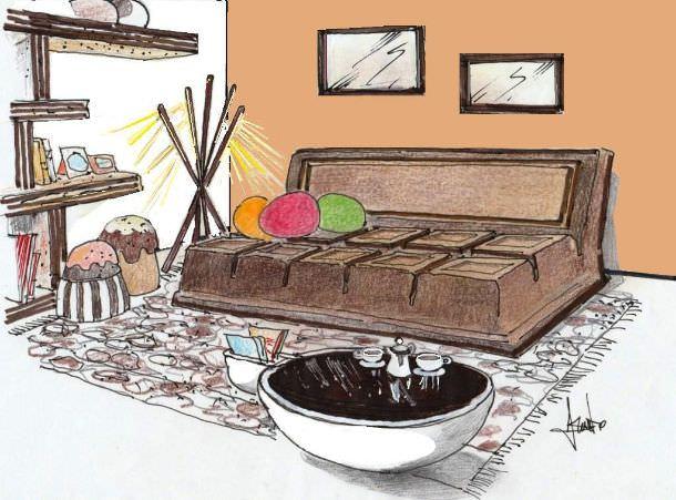 Disegno per salotto al cioccolato